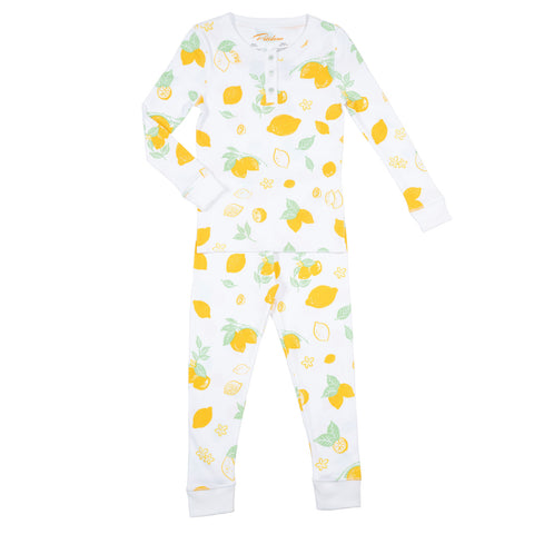 Amalfi lemons pajamas set henley tp matching pants Petidoux soft peruvian Pima cotton 