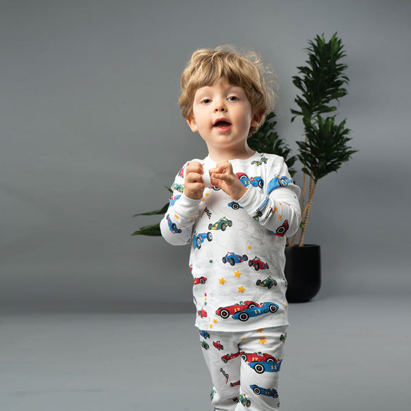 Boys Racecar Pajamas - Soft Cotton Long Sleeve Pajama Set