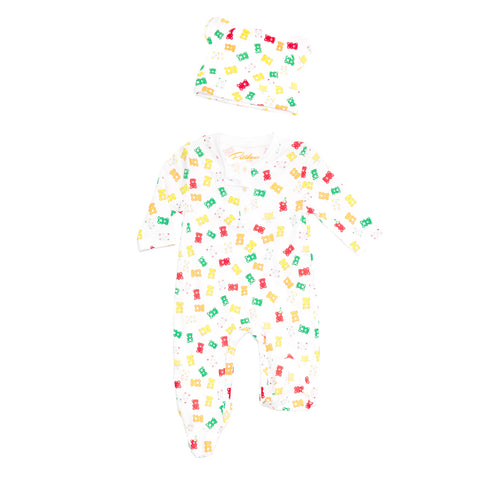 Gummy bears party onesie and hat baby boy girl sweet cute colorful candies long sleeves best Petidoux