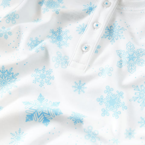 Blue flurries onesie with hat snowflakes baby winter
