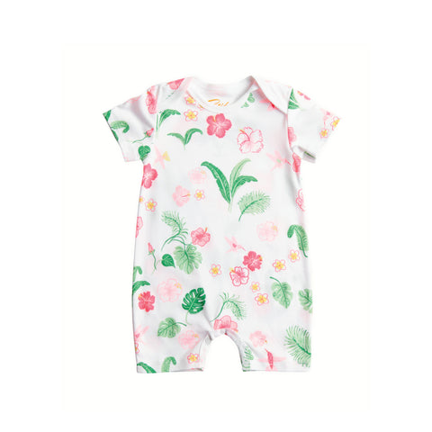 Hawaii Tropical Paradise banana leaves hibiscus baby romper Petidoux best quality soft softest flowers newborn gift present