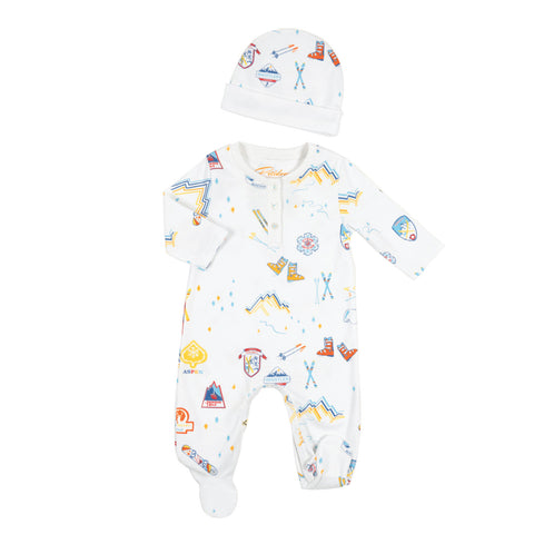 Groovy Ski Baby Onesie + Hat