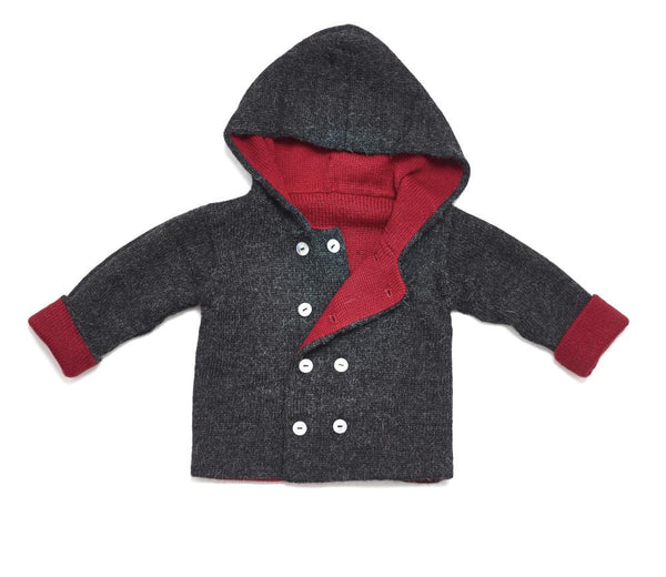 charcoal grey baby alpaca wool reversible jacket Petidoux