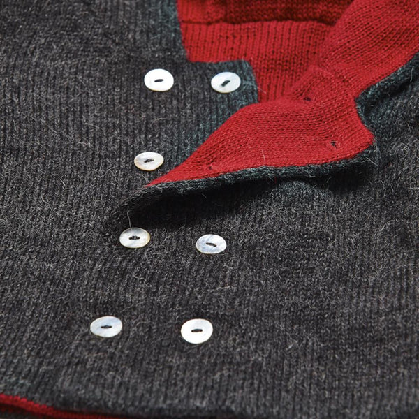 charcoal gray red baby alpaca wool reversible jacket Petidoux