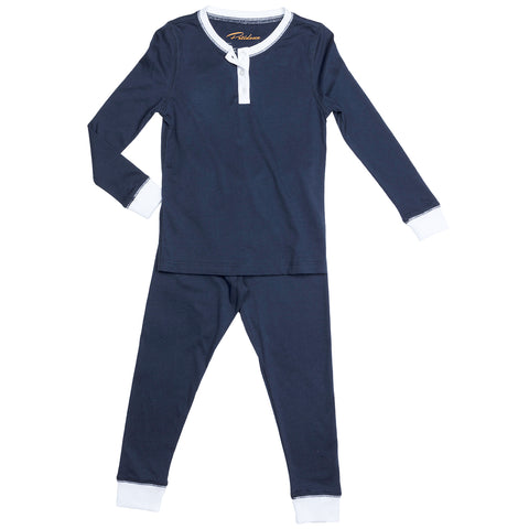 Kids boy girl Navy Blue Pajamas Pjs soft cute unisex organic Petidoux 