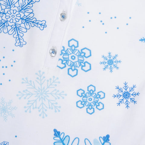 Blue snowflake print long sleeve pajama set