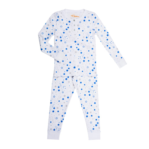 blue star print boys long sleeve pajamas cute best favorites soft sky universe comfortable Petidoux