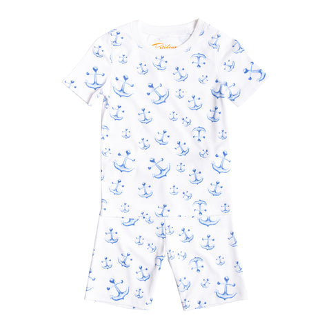 Anchors Nantucket blue short sleeve summer set pjs pajamas Petidoux