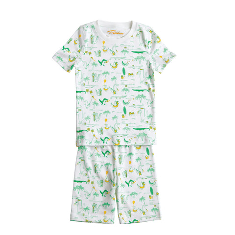 Alligators on Holiday Palm trees Miami fun sunny Summer boys pjs pajamas Petidoux 