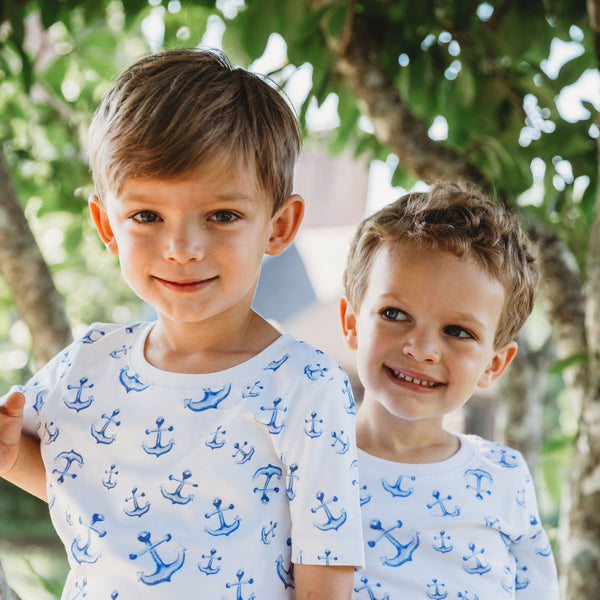 Anchors sea ocean summer short sleeves pajamas Petidoux 