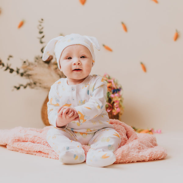 Easter bunny easter pajamas baby onesie bunny ears hat Petidoux 