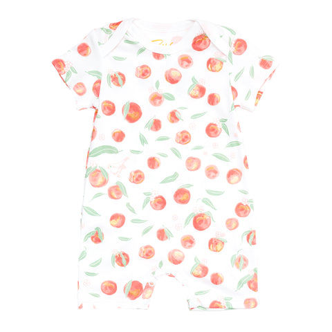 Summer peaches short sleeve fruit colorful best soft quality fave favorite cute nice peaches baby romper petidoux
