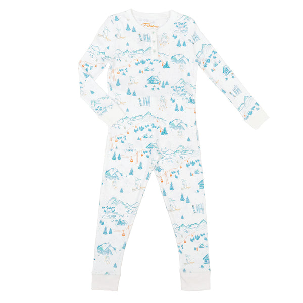Pajamas Pjs chalet trees skii bear winter pjs pajamas long sleeves Petidoux