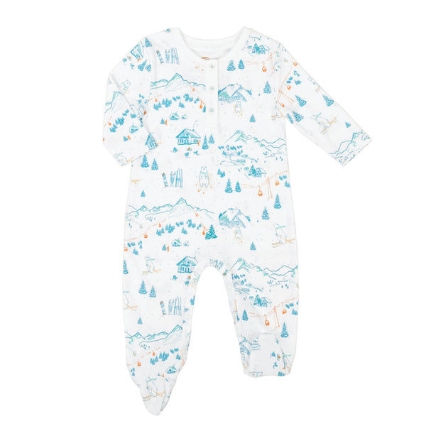 Onesie and hat baby chalet trees skii bear winter pjs pajamas long sleeves  Petidoux