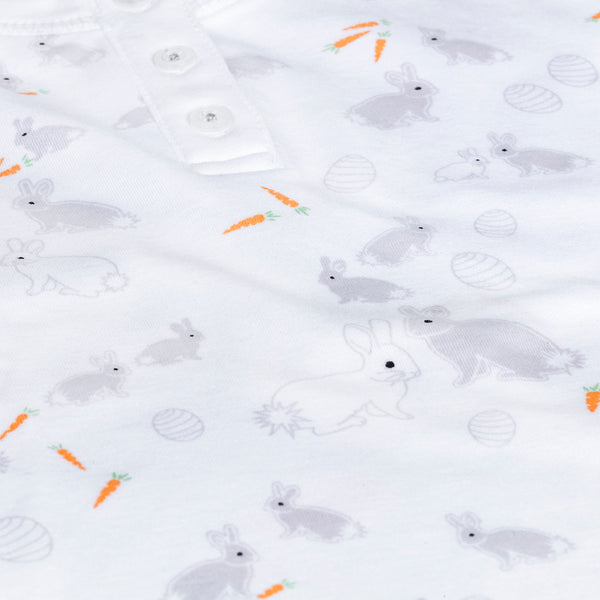 Bunnies rabbit carrots eggs easter boy girl unisex soft spring long sleeves cute best close-up detail Petidoux  