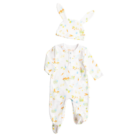 Easter egg hunt easter bunny pajamas jammies onesie bunny ear hat cars best cute happy soft Petidoux 