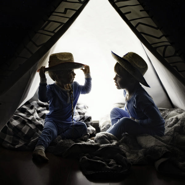 Blue pajamas pjs boys girls sky soft comfortable cute cutest favorite boys playing tent hats Petidoux