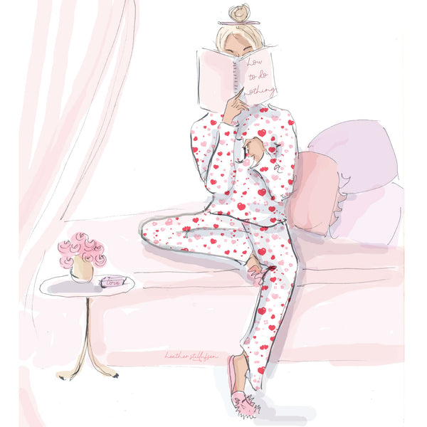 Valentine day woman girl love hearts jammies pjs pajamas long sleeve valentine Petidoux gift present happy best quality cotton cute lovely favorite family mom 