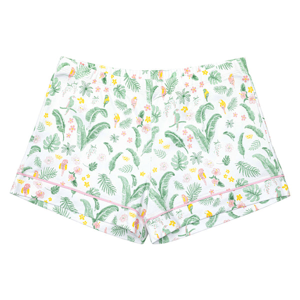 Hawaii women Pajamas (shorts) - Parrots and Hawaiian leaves family pajamas Petidoux