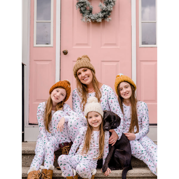 Candy canes pajamas kids and mom matching pjs 