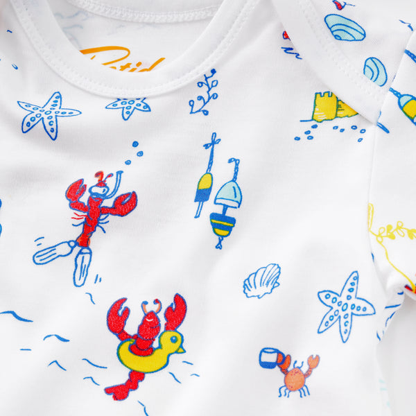 Lobsters beach vacation relaxing starfish Maine soft US states sun sunny favorite best gift short sleeves boys girls close-up details Petidoux