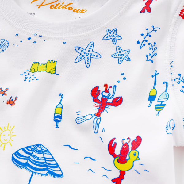 Lobsters beach vacation relaxing starfish Maine soft US states sun sunny favorite best gift short sleeves boys girls Petidoux Nantucket close-up details