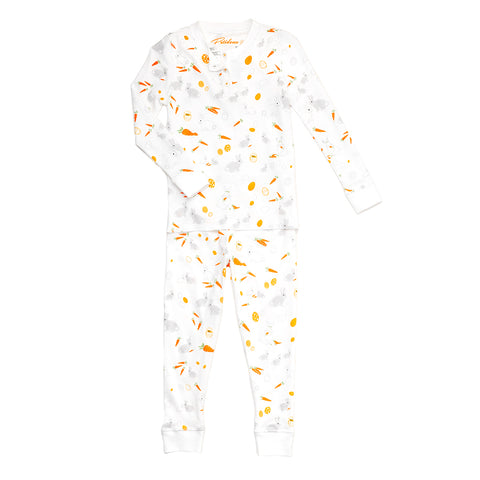 Bunnies carrots pajamas Petidoux long sleeves snug-fitted 100% Peruvian Pima cotton, chemical-free Petidoux