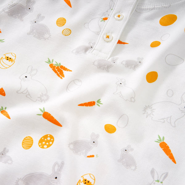Bunnies carrots pajamas Petidoux long sleeves snug-fitted 100% Peruvian Pima cotton, chemical-free detail Petidoux