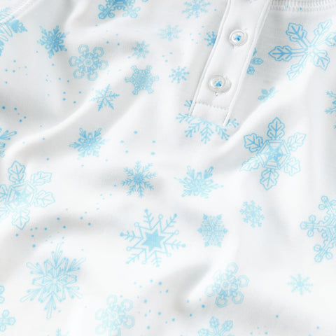 Blue flurries snowflakes pajamas Christmas Petidoux
