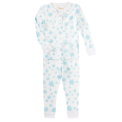 Blue flurries snowflakes pajamas Christmas Petidoux