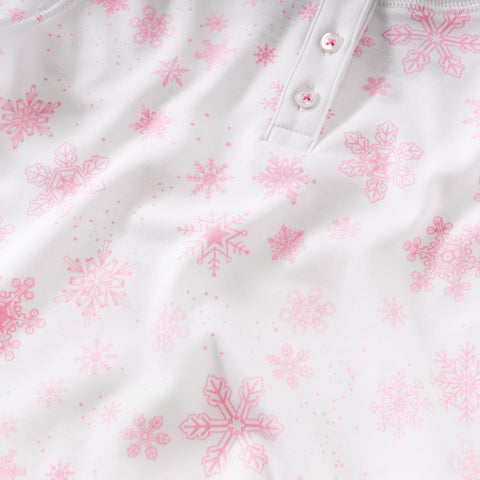 Pink flurries snowflakes toddler pajamas pjs gift winter holiday Christmas Petidoux