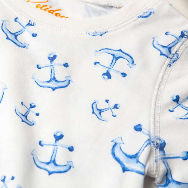 Anchors Nantucket blue short sleeve summer set pjs pajamas Petidouxr