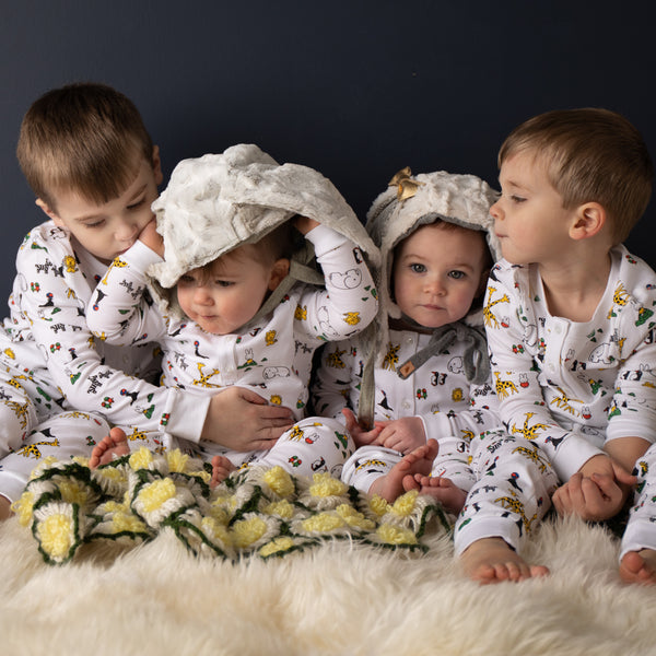 Miffy zoo lion elephant zebra animals pajamas pjs organic cute soft best favorite ball parrots softest gift long sleeves boys girls unisex gender neutral family brothers Petidoux