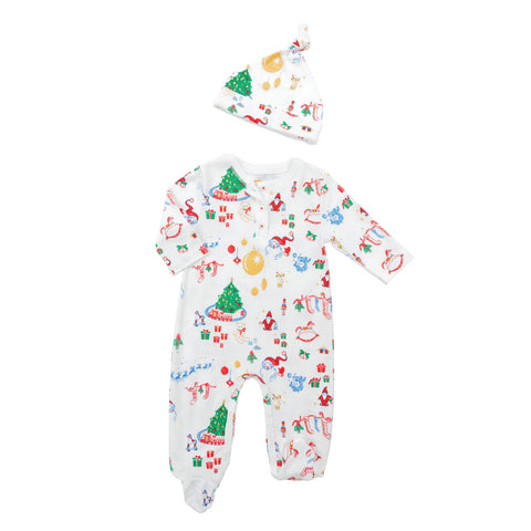 Night before Christmas pajamas baby onesie matching hat Santa Claus christmas tree Petidoux