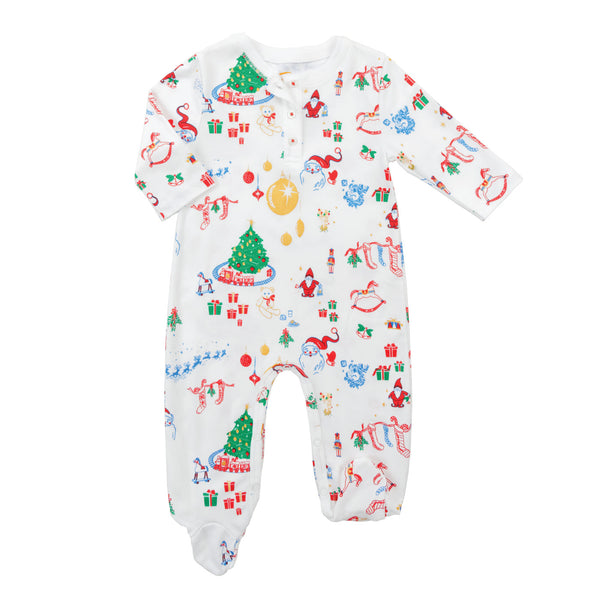 Night before Christmas pajamas baby onesie matching hat Santa Claus christmas tree Petidoux