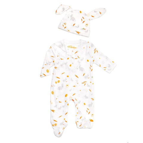 Carrots baby onesie with hat set bunnies eggs Petidoux