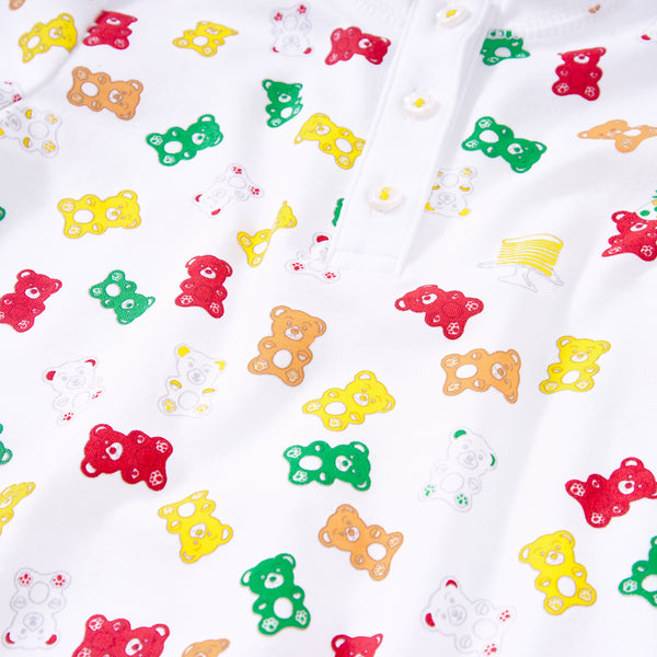 Gummy bears party onesie and hat baby boy girl sweet cute colorful candies close-up details Petidoux