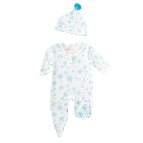 Blue Snowflakes – Baby Onesie + Hat