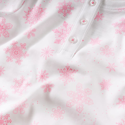 Pink flurries snowflakes pajamas baby onesie hat gift winter holiday Christmas Petidoux
