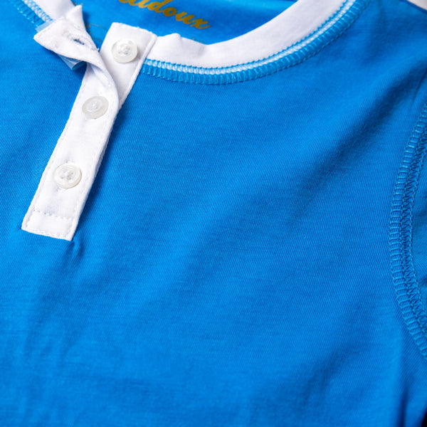 Blue pajamas pjs boys girls sky soft comfortable cute cutest favorite close-up details Petidoux