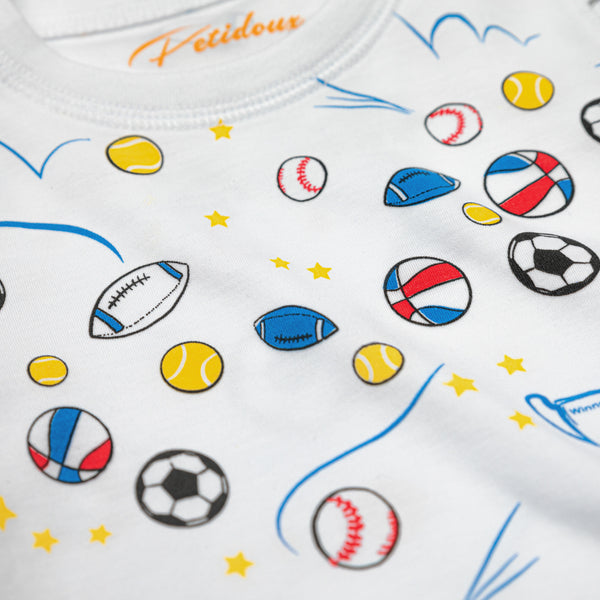 sports tennis football soccer tennis rugby baby onesie Petidoux Pima cotton soft cute best favorite chemical-free cute best soft trophee favorite boys toddlers long sleeves close-up details