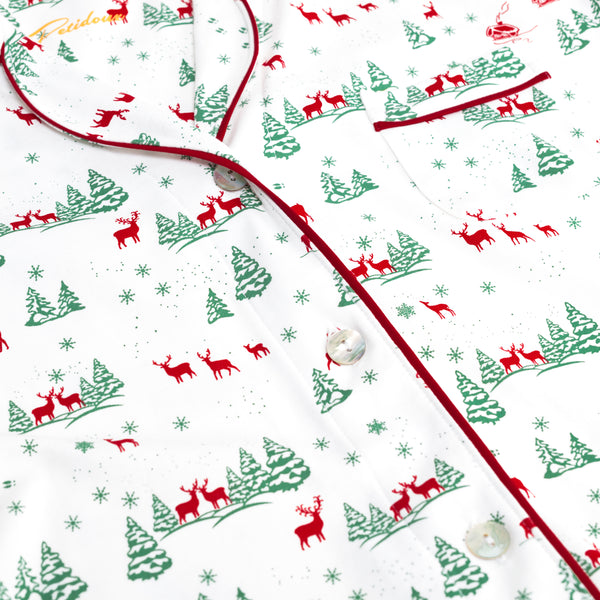 Womens Christmas Pajamas Womens Reindeer Pajamas pjs soft christmas winter favorite gift Petidoux close-up details