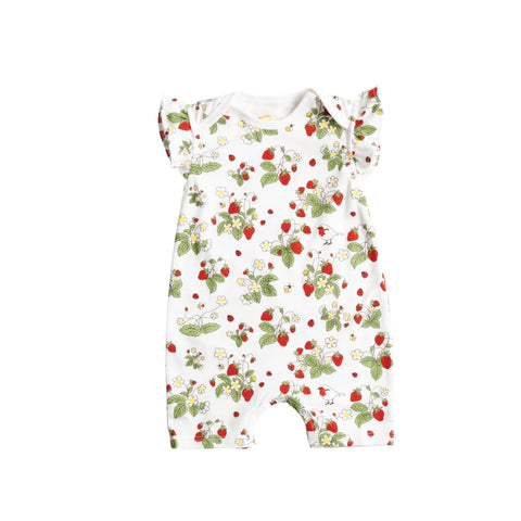 Strawberry fields flutter sleeve baby romper Petidoux bees girls newborn colofrul 