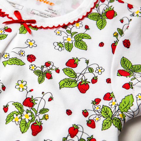 Strawberries jams print girls short pajamas summer 2019 green garden pjs kids france strawberry shortcake petidoux fruit