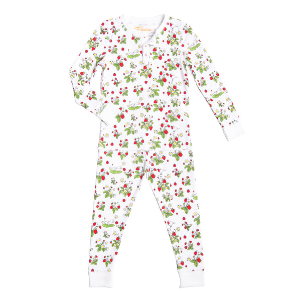Strawberries jams print girls long pajamas summer 2019 green garden pjs kids france strawberry shortcake petidoux fruit