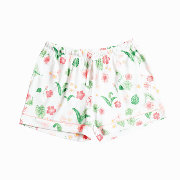 Hawaii Tropical Paradise banana set leaves hibiscus short sleeve Petidoux best quality soft softest flowers woman mom family summer shorts
