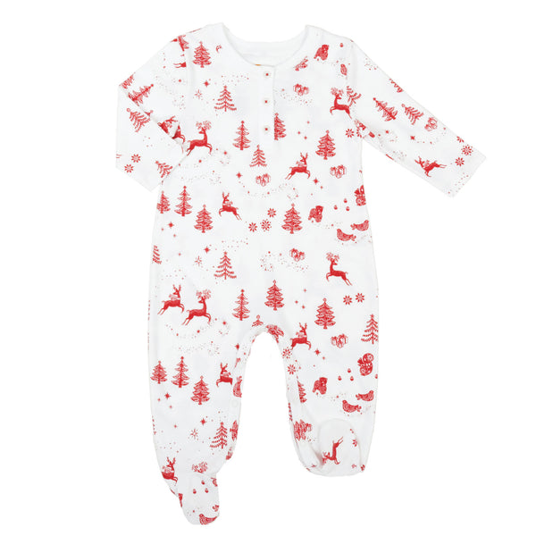 North Pole Christmas winter pajamas jammies onesie matching hat red pajamas Petidoux reindeers newborn gift present best soft softest favorite 