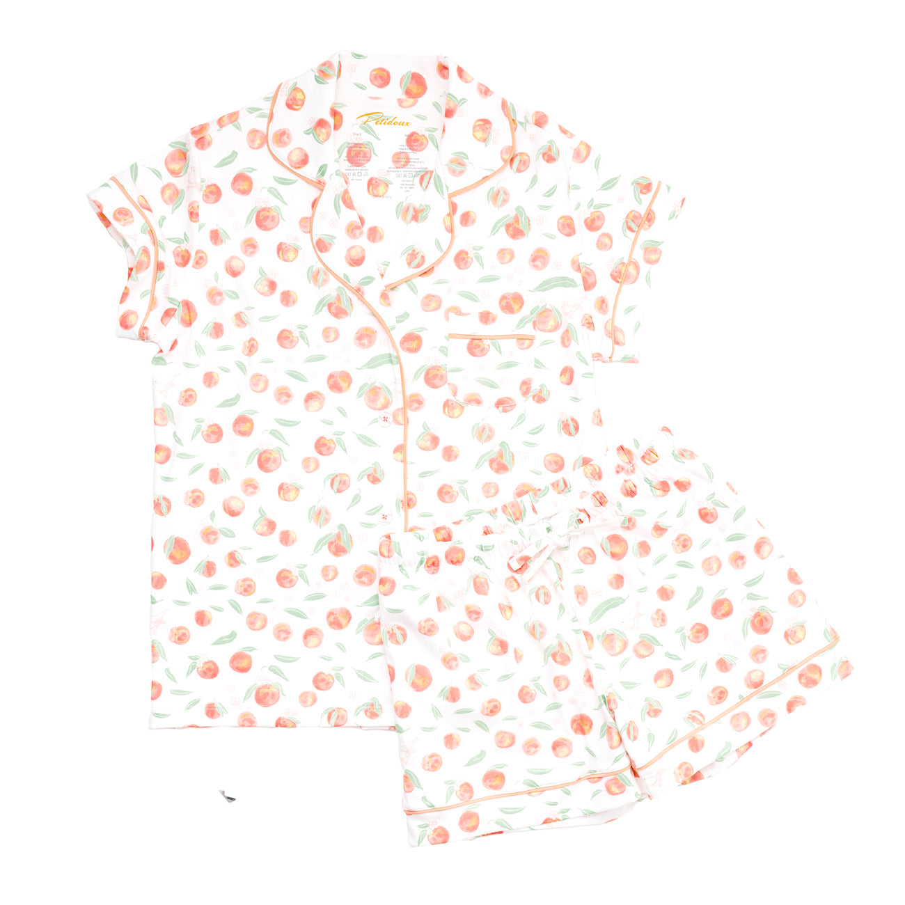 Cute Orange Fruit Print Summer Pajamas Set For Women Girls Short