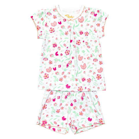 Pink flowers Girls Pajamas summer soft cutest best butterflies Petidoux 