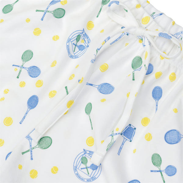 Tennis woman pajamas set tennis racquets tennis balls classic set piping detail short Petidoux 